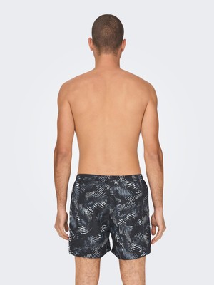 Only & Sons Ted Lıfe Swım Short Leafes Aop Erkek Lacivert Şort 22025383-04