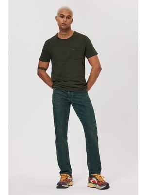 Lee Cooper Jagger Erkek Slım Straıght Dar Kesim Normal Bel Düz Paça Jean Pantolon Yeşil