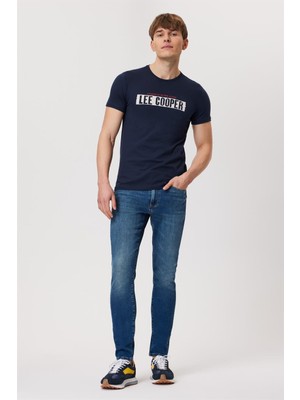 Lee Cooper Jeff Erkek Skınny Süper Dar Kesim Normal Bel Dar Paça Jean Pantolon Mavi