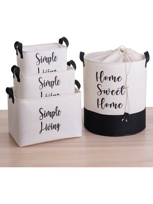 Prendi Home Beyaz Simple Living Dikdörtgen Sepet 37X27X25