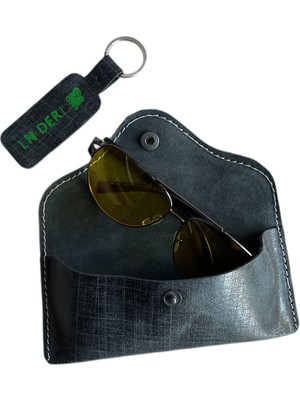 Gerçek Deri Gözlük Kılıfı -  Deri Güneş Gözlüğü Kabı -  Anahtarlık Hediyeli