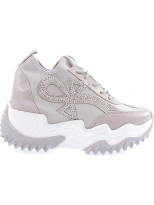 DGN Z3 23Y Kadin Mega Kalin Taban Silver Taşli Sneakers Ayakkabi