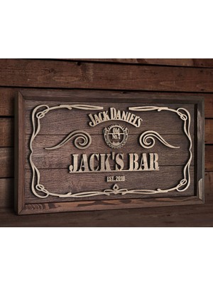 Bk Gift Özel Yapım Isimli Kabartma Figür Temalı Meşe Ağacı Ahşap Bar Tablosu, Ev Dekorasyonu, Duvar Dekoru, Bar Tablo-7
