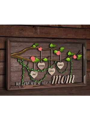 Bk Gift Özel Yapım Anneler Günü Kabartma Figür Temalı Meşe Ağacı Tablo, Ev Dekorasyonu, Duvar Dekoru, Anneye Hediye-1