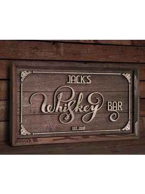 Bk Gift Özel Yapım Isimli Kabartma Figür Temalı Meşe Ağacı Ahşap Bar Tablosu, Ev Dekorasyonu, Duvar Dekoru, Bar Tablo-8