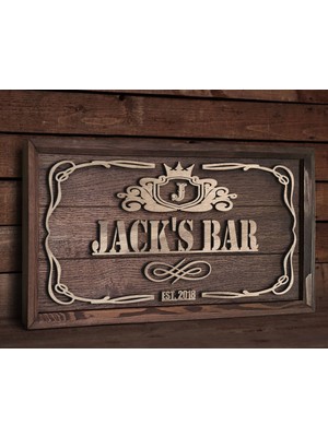 Bk Gift Özel Yapım Isimli Kabartma Figür Temalı Meşe Ağacı Ahşap Bar Tablosu, Ev Dekorasyonu, Duvar Dekoru, Bar Tablo-4