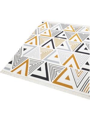 Eko Halı Arya Ar 18 Yellow Grey Yıkanabilir Çift Taraflı Modern Desenli Dokuma Kilim