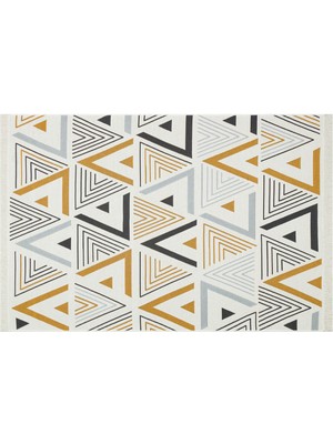 Eko Halı Arya Ar 18 Yellow Grey Yıkanabilir Çift Taraflı Modern Desenli Dokuma Kilim