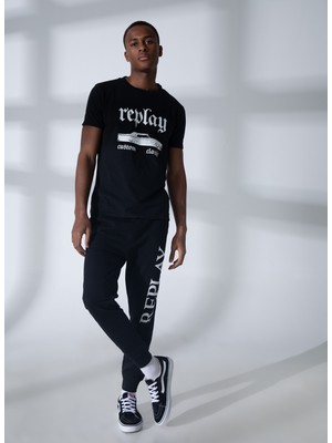 Replay Normal Siyah Erkek Eşofman Altı M994100022890P Trousers Regular Pur