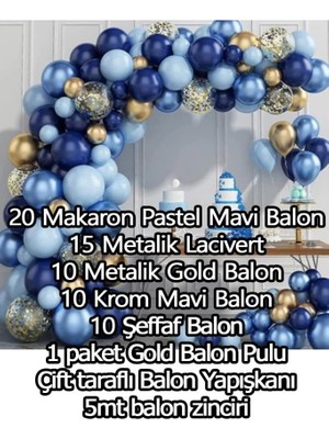 Beysüs Mavi Lacivert 65 Li Balon Zinciri Süsleme Seti 5 Renkli Sünnet 1 Yaş