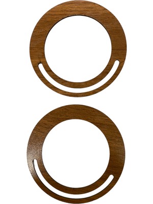 Ala Depo Ahşap Çanta Sapı Ceviz Renkli MDF Kulp 1 Çift 13 cm Çapında Lazer Kesim