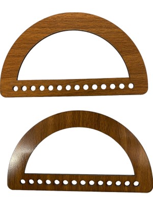 Ala Depo Ahşap Çanta Sapı MDF Kulp Ceviz Renkli 1 Çift 20cm x 12cm Lazer Kesim Özellikli