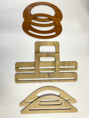 Ala Depo Renkli Ahşap Çanta Sapı MDF Kulp 3 Çift Lazer Kesim Özellikli
