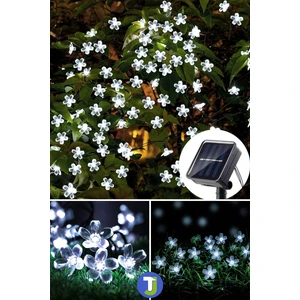 50 Çiçekli LED Solar Beyaz Işık Bahçe Dekorasyon Güneş Enerjili Aydınlatma Modlu