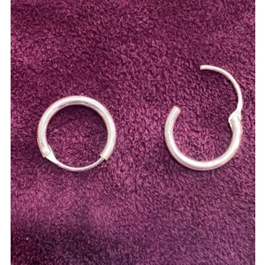 Kadın Gümüş Halka Küpe Düz  Halka Küpe 8 mm