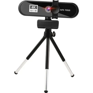 Bilgisayar 4 K Hd Webcam Web Kamera Dahili Mic Video Arama Kayıt 4K Siyah (Yurt Dışından)