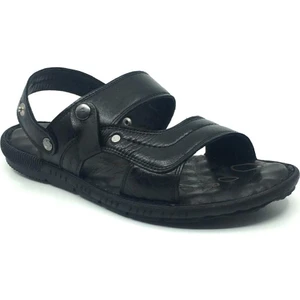 Taşpınar Ayakkabı Taşpınar %100 Hakiki Deri Erkek Ortopedik Yazlık Rahat Ayarlanabilir Terlik & Sandalet 40-44