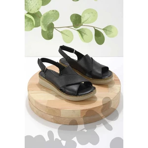 Siyah Leather Kadın Sandalet K05281203003