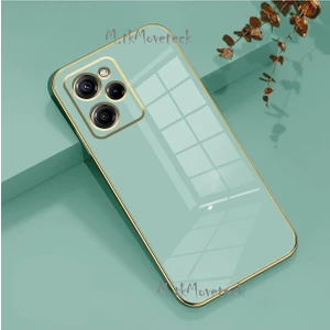 M.TK Moveteck Xiaomi Poco X5 Pro 5g Uyumlu Kılıf Kamera Lens Korumalı Parlak Gold Altın Kenarlı Yumuşak Silikon Kapak