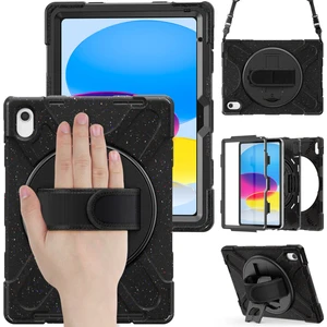 Xfashion Apple Pad 10.9 (2022) Şok Geçirmez Kasa Kickstand Anti-Drop Tablet Kasası Pc + El Kayışı / Omuz Kayışı ile Silikon Koruyucu Kapak (Yurt Dışından)