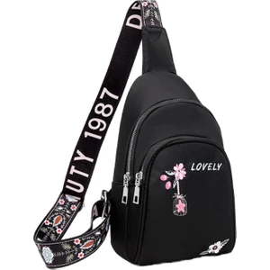 Çok Yönlü Moda Işlemeli Bayan Göğüs Çantası Messenger Çanta Bel Çantası (Yurt Dışından)