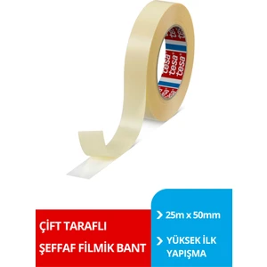 Filmik Çift Taraflı Bant Şeffaf   25m 50mm