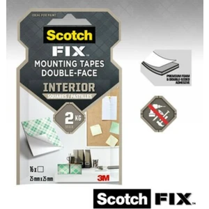 3m Scotch Fix 4496G Iç Mekan Güçlü Montaj Kare Bant 25 Mm*25 mm 16 Adet