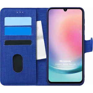 Samsung Galaxy A24 Kılıf Fabric Book Wallet Lacivert