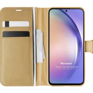 Samsung Galaxy A54 Kılıf Delux Leather Wallet Gold