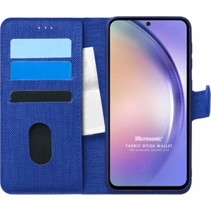 Samsung Galaxy A54 Kılıf Fabric Book Wallet Lacivert