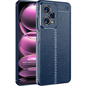 Xiaomi Poco X5 5g Kılıf Deri Dokulu Silikon Lacivert