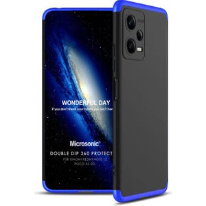 Xiaomi Redmi Note 12 Kılıf Double Dip 360 Protective Siyah Mavi
