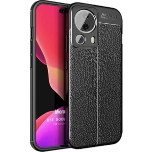 Xiaomi Mi 13 Lite Kılıf Deri Dokulu Silikon Siyah