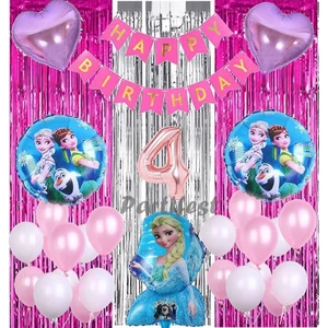 Parti Station Frozen Elsa 4 Yaş Balon Seti Karlar Ülkesi Konsept Helyum Balon Set Frozen Elsa Doğum Günü Set