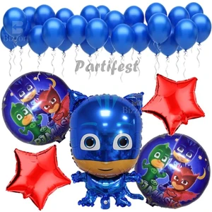 Parti Station Pijamaskeliler Yaş Balon Seti Pjmasks Konsept Helyum Balon Set Pijamaskeli Doğum Günü Set
