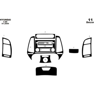 meriç cockpit design Meriç® Hyundai I20 Ön Torpido Kaplama Maun 11 Parça 2014 -2017