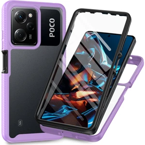 Xiaomi Poco X5 Pro Için Dahili Ekran Koruyucu Tam Gövde Koruma Telefon Kılıfı - Mor (Yurt Dışından)