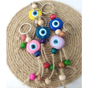 HD Marketim Nazar Boncuk Anahtarlık 5 Adet Kötü Göz Kovucu Nazar Hand Made Hasır Renkli Boncuklu Nazarlı Anahtarlık