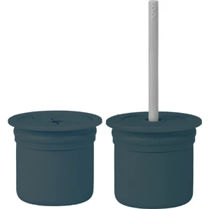 Oioi Ham Hüp Silikon Pipetli Bardak 6+ Ay Deep Blue - Powder Grey