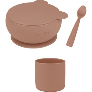 Oioi Woody Brown Üçlü Set (Namnam+Kapaklıkase+Minibardak)
