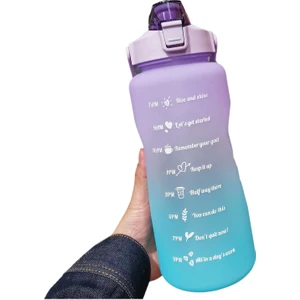 Baker Ticaret Motivasyon Yazılı Su Şişesi Suluk Matara 2lt. Pipetli Sticker Hediyeli - Mor*mavi