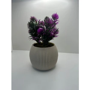 Bej Saksıda Yapay Çiçek Iğneli Çam Demeti Dekoratif Mutfak Banyo Masa Çiçeği 17 cm