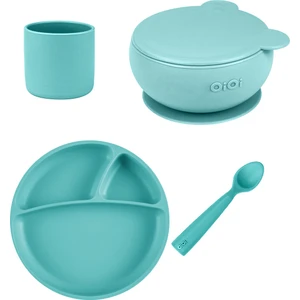 Oioi Aqua Green Dörtlü Set(Tabak+Bardak+Kaşık+Kapaklıkase)