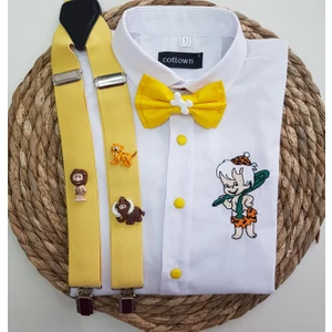 Cool Bebe Taş Devri Konseptli Askı Papyon Gömlek