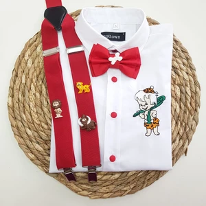 Cool Bebe Taş Devri Konseptli Askı Papyon Gömlek