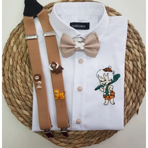 Cool Bebe Taş Devri Konseptli Askı Papyon Gömlek