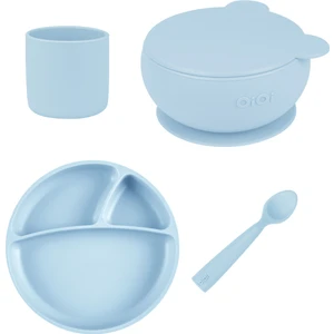 Oioi Mineral Blue Dörtlü Set(Tabak+Bardak+Kaşık+Kapaklıkase)