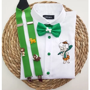 Cool Bebe Taş Devri Konseptli Askı Papyon Gömlek