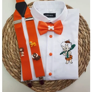 Cool Bebe Taş Devri Konseptli Askı Papyon Gömlek