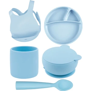 Oioi Mineral Blue Beşli Set (Önlük+Tabak+Kase+Bardak+Kaşık)